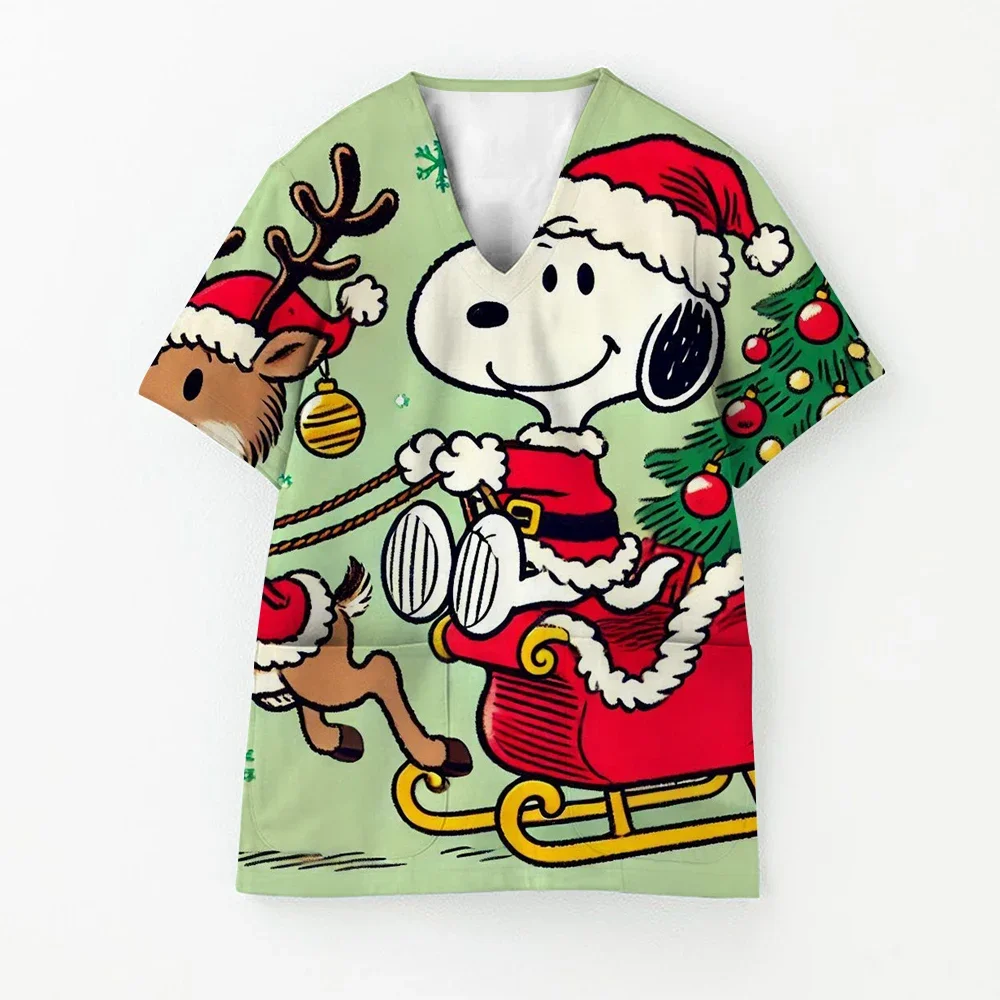 

Snoopy Christmas Series Pet Clinic Beauty Hospital Institution Scrub Uniform Ladies Top Workwear Medical Suit Clothes Scrub