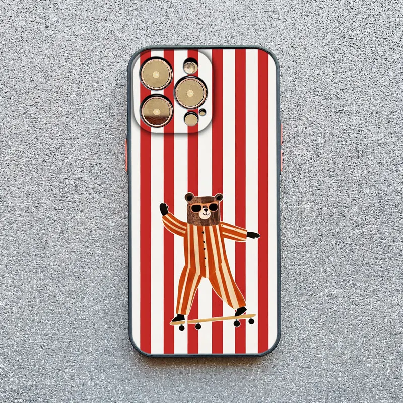 Simple Cute Green And White Plaid Animal Phone Case for Iphone 17 16 15 14 Pro Max 16 Plus 13 12 Mini 11 Pro Max XR XS X Cover - náhled 4