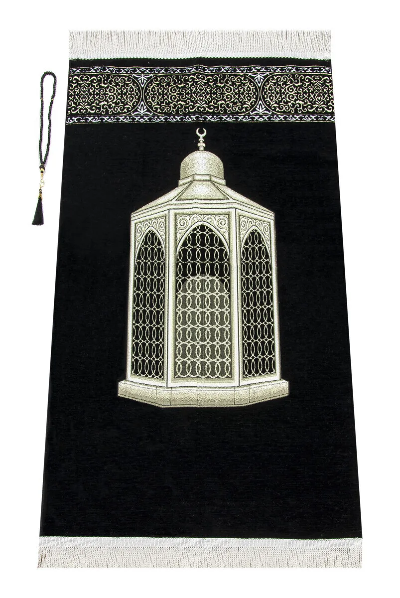 

Authority Ibrahim Pattered Chenille Prayer Rug Black Muslim Islam Sheet Prayer Mat Holy Quraan Islamic Mats