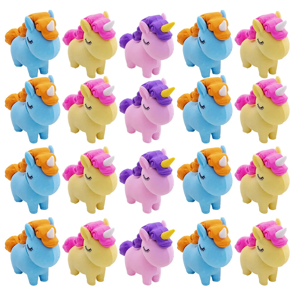 

20Pcs Convenient Mini Erasers Unique Unicorn Design for Kids and Students Smooth Erasing Performance School Drawing Supplies