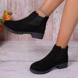 Women Solid Color Lazy Ankle Boots/Lightweight Non-slip Slip-on Design/Outdoor Casual fashion Short Boots/Punk Style Ladies Chike Boots