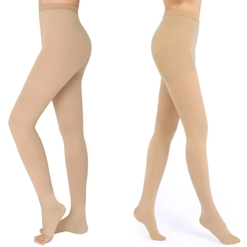 20 - 30mmHg Compression Stockings Closed/Open Toe Waist High Compression Leggings for Edema, Varicose Veins, Swelling, Pregnant