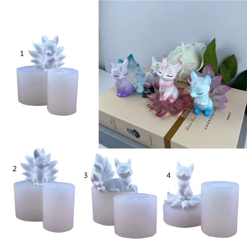 Nine Tails Foxes Silicone Molds DIY Crafts Plaster Mold Handmade-Scented Soap Table Ornament Mould Non-stick