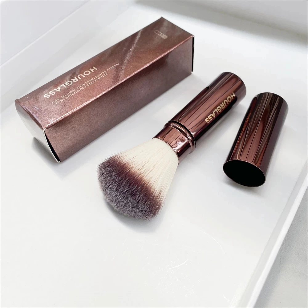 Kabuki – brosse de maquillage rétractable en sablier, brosse de fond de teint rétractable pour poudre de fond de teint, brosses de Contour portables, ensemble de 2 pièces