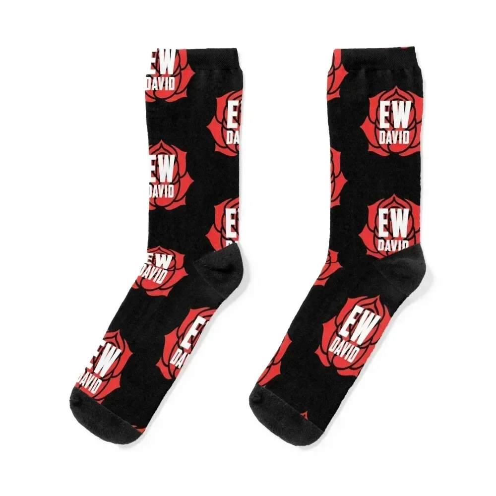 Ew David Rose Typography Socks Sports Thermal man winter bright garter Socks Women's Men's