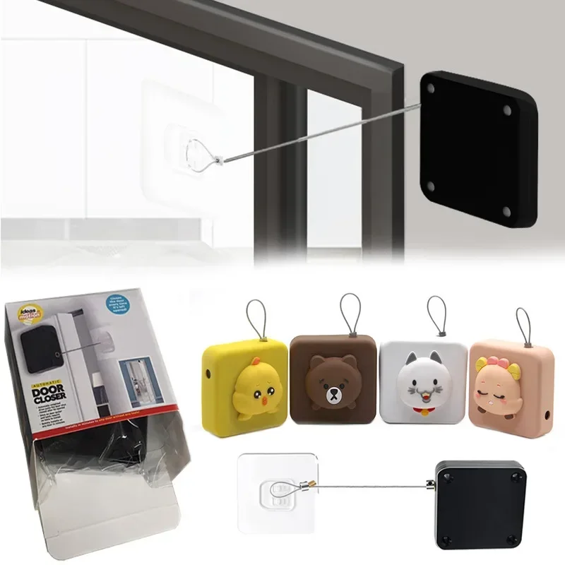 2024 Automatic Sensor Closing Sliding Door Bracket Door Closer Punch-free Adjustable Cute Stopper No Punching Newestc