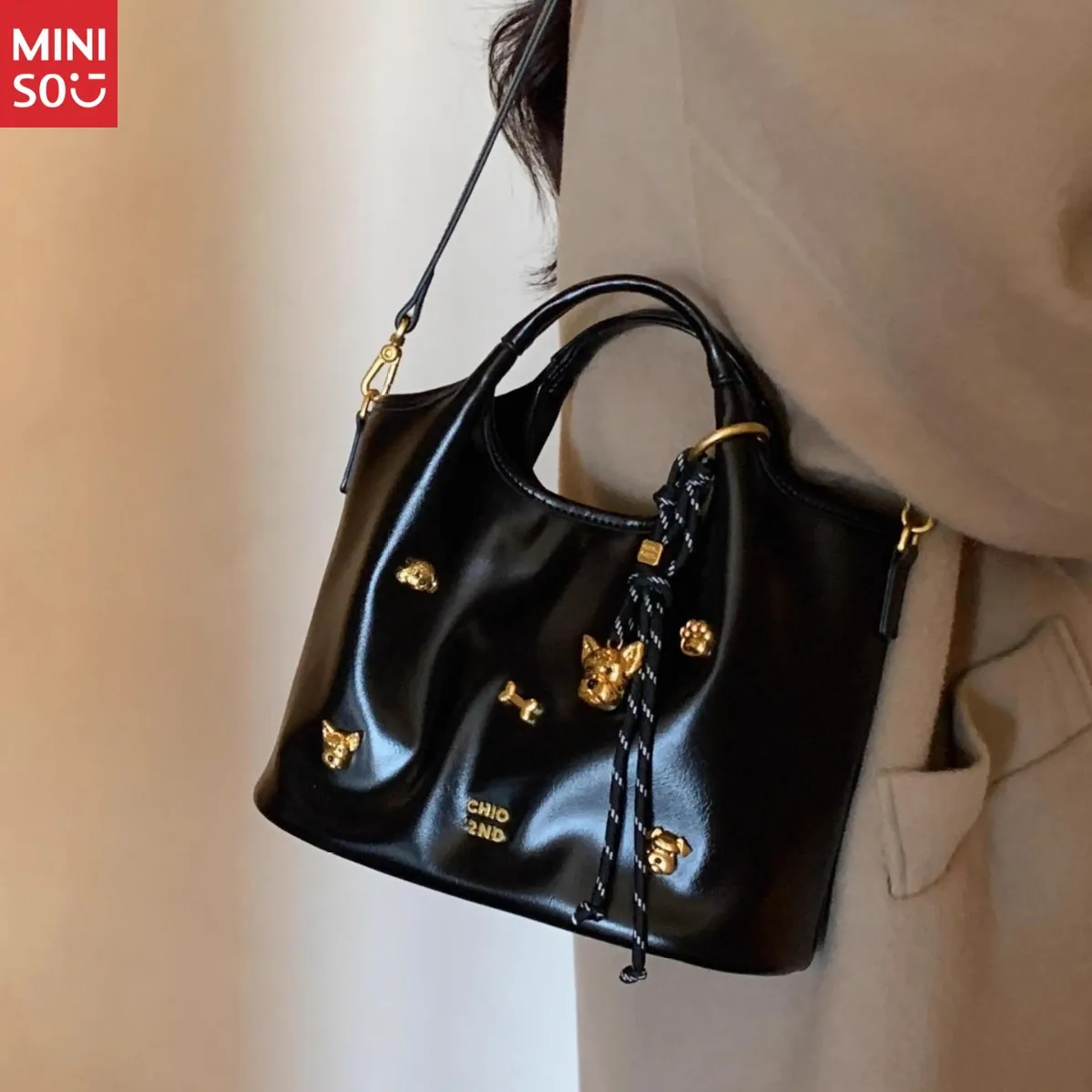 Miniso Hyde Park Bread Dog Tote Bag, Cute Animal Crossbody & Shoulder Bag for Women