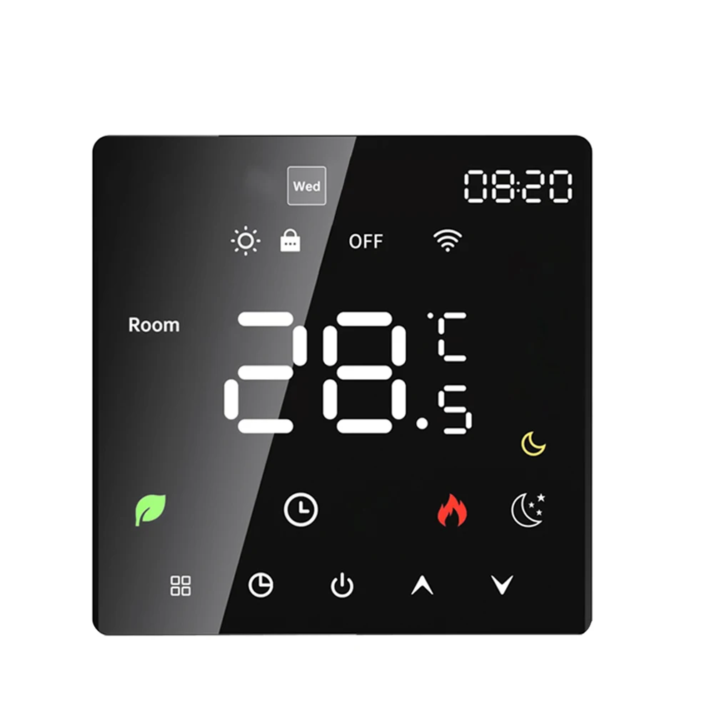 Smart Thermostat for Home Touchscreen WiFi Voice Tuya App Programmable Temperature Control IP20 Protection Auto/Manual Mode Digi