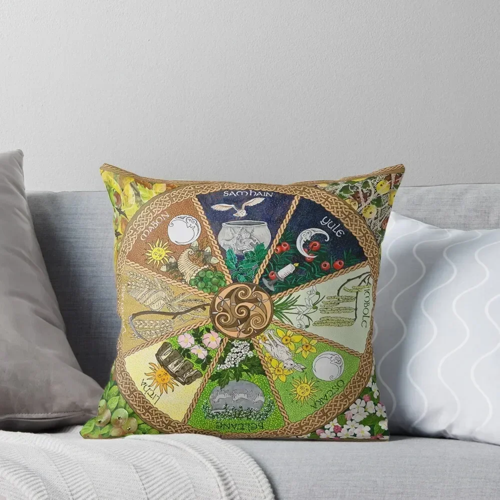 

Pagan Wheel of the Year Throw Pillow Embroidered Cushion Cover Cushion Cover Luxury Pillowcases Bed Cushions pillow