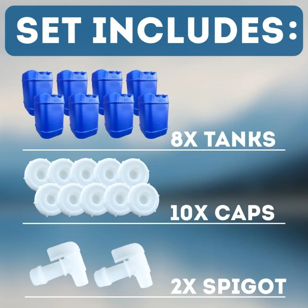5 Gallon Stackable Water Containers with Lids and Spigot for Emergency Survival Supplies