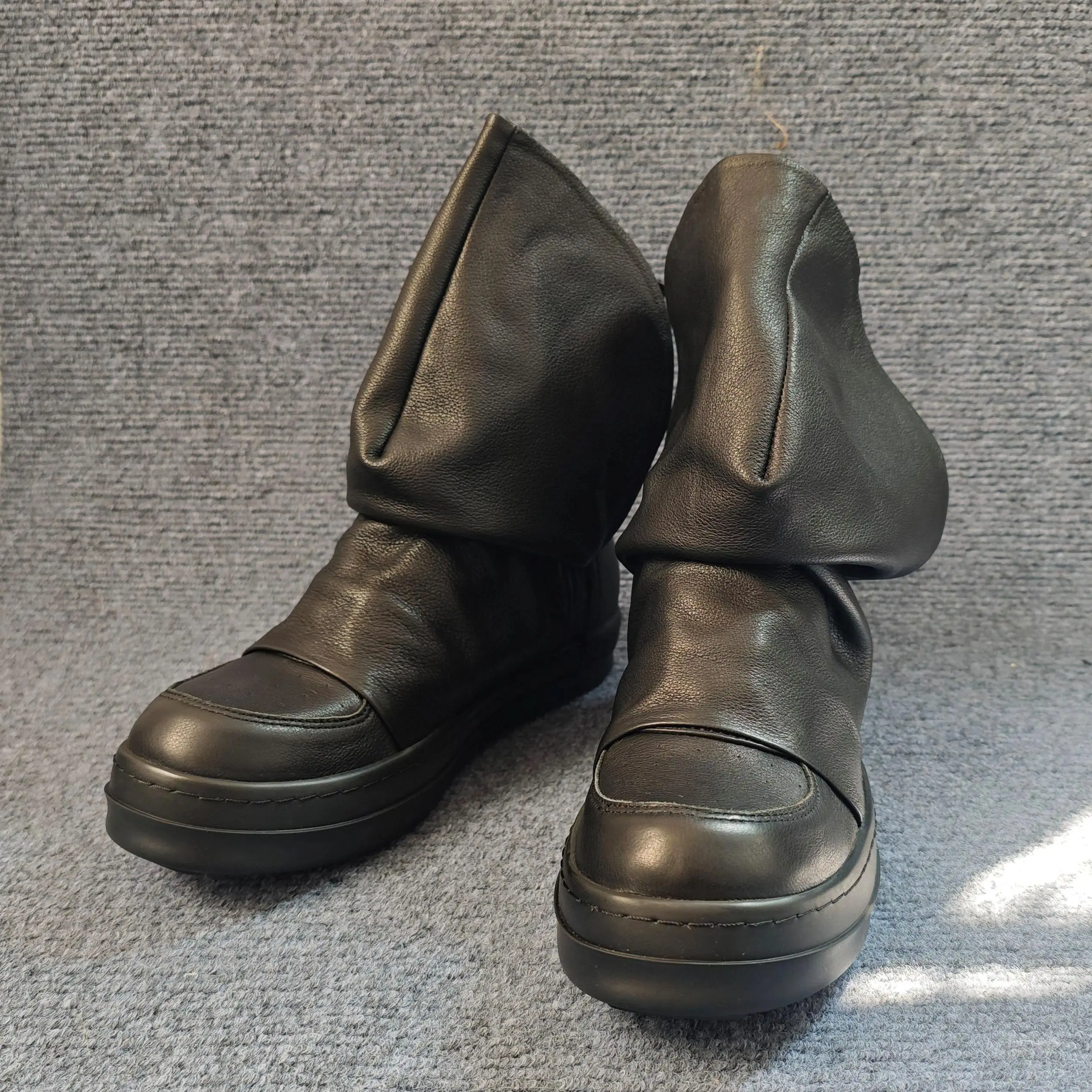 Men Shoes On - Botas Slouchy Casuais Pretas de Couro