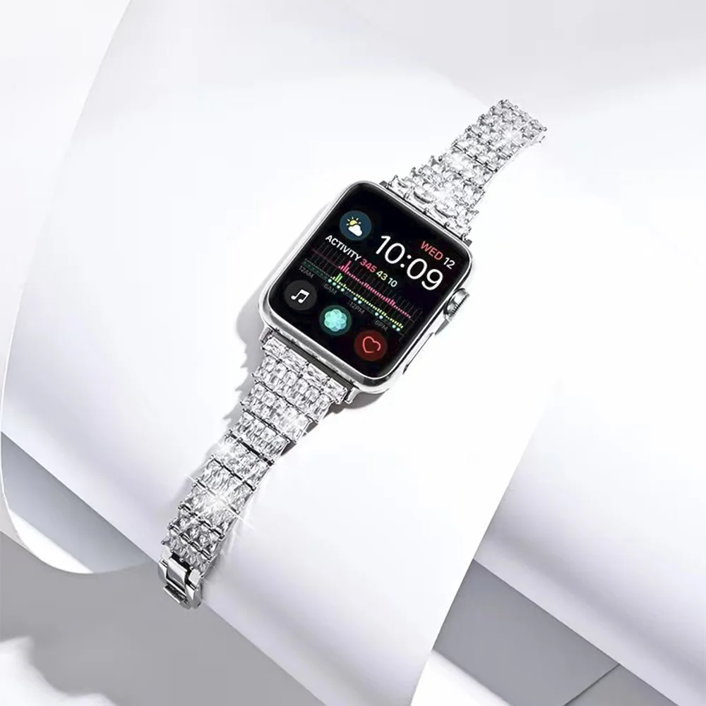 Diamond Strap for Apple Watch Band 44mm 40mm 45mm 41mm 42mm 38mm Woman's Bracelet Wristband for iWatch 7 6 5 4 3 SE 8 Ultra 49mm