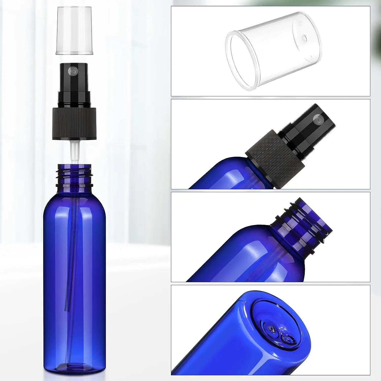 50 Stück 20/30/50/60/100ml Leere Blaue Sprühflaschen Nachfüllbare Feinnebel-Plastikbehälter für Alkohol-Desinfektionsmittel Großhandel – Detail 5