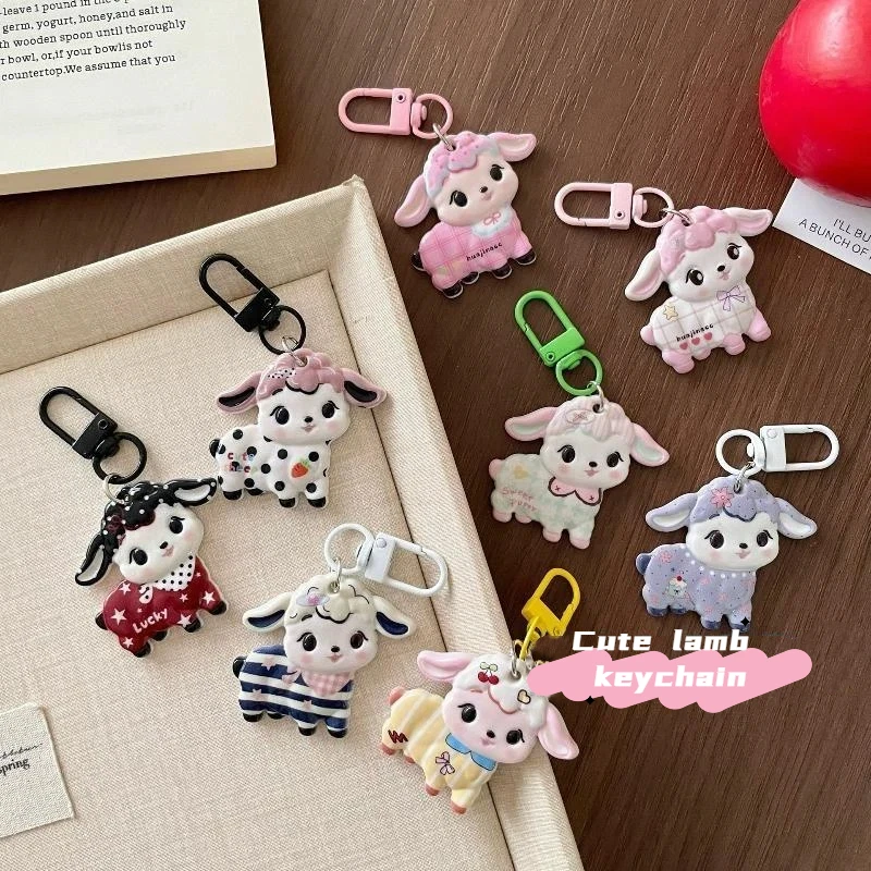 Niedlicher Cartoon-Lamm-Schlüsselanhänger, Kawaii-Schaf-Maskottchen-Dekoration, kreativer Schaf-Anhänger, Accessoires, Neujahrsgeschenk – Detail 2