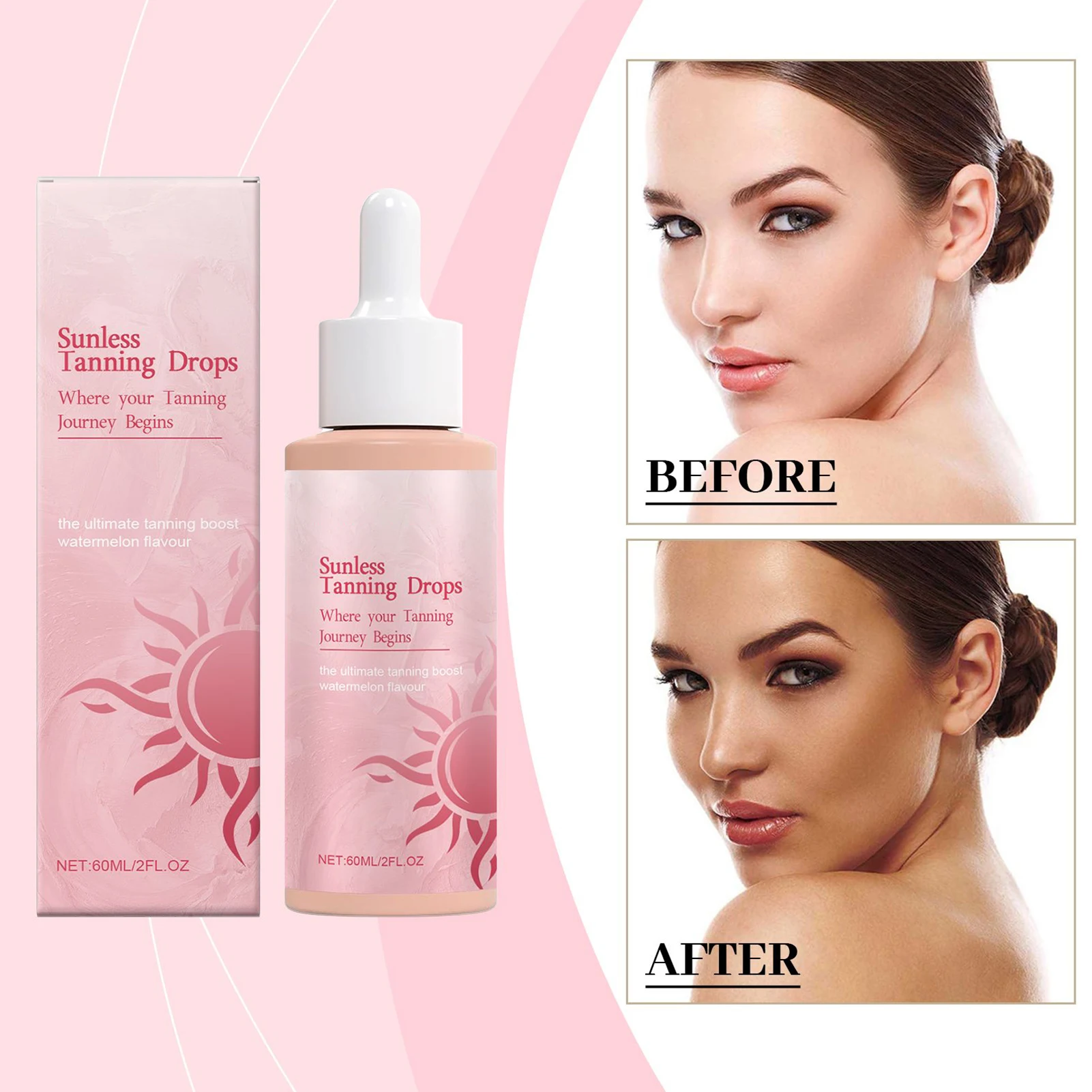 

60ml Self -Tanning Drop Sunless Tanning Drop Nourishing Hydrating Self-Tanner Drops Enhance Skin body face Liquid Bronzer Tanner