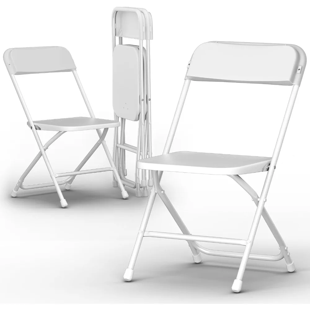 

4 Pack White Folding Chairs, Foldable Plastic Folding Chair for Indoor Outdoor, Portable Stackable Commercial Seat