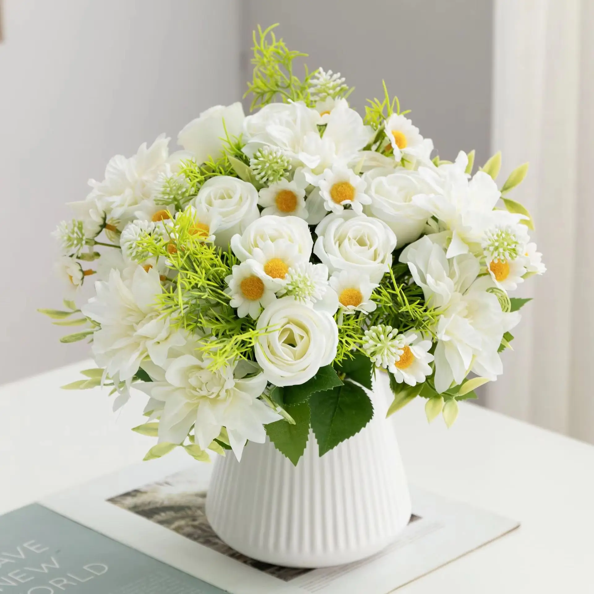 Künstliche Blumen aus Seide, Dahlie, Rose, Heimdekoration, Vase, Dekoration für den Außenbereich, Garten, Valentinstag, Braut, Hochzeit, DIY, Fotografie-Requisiten