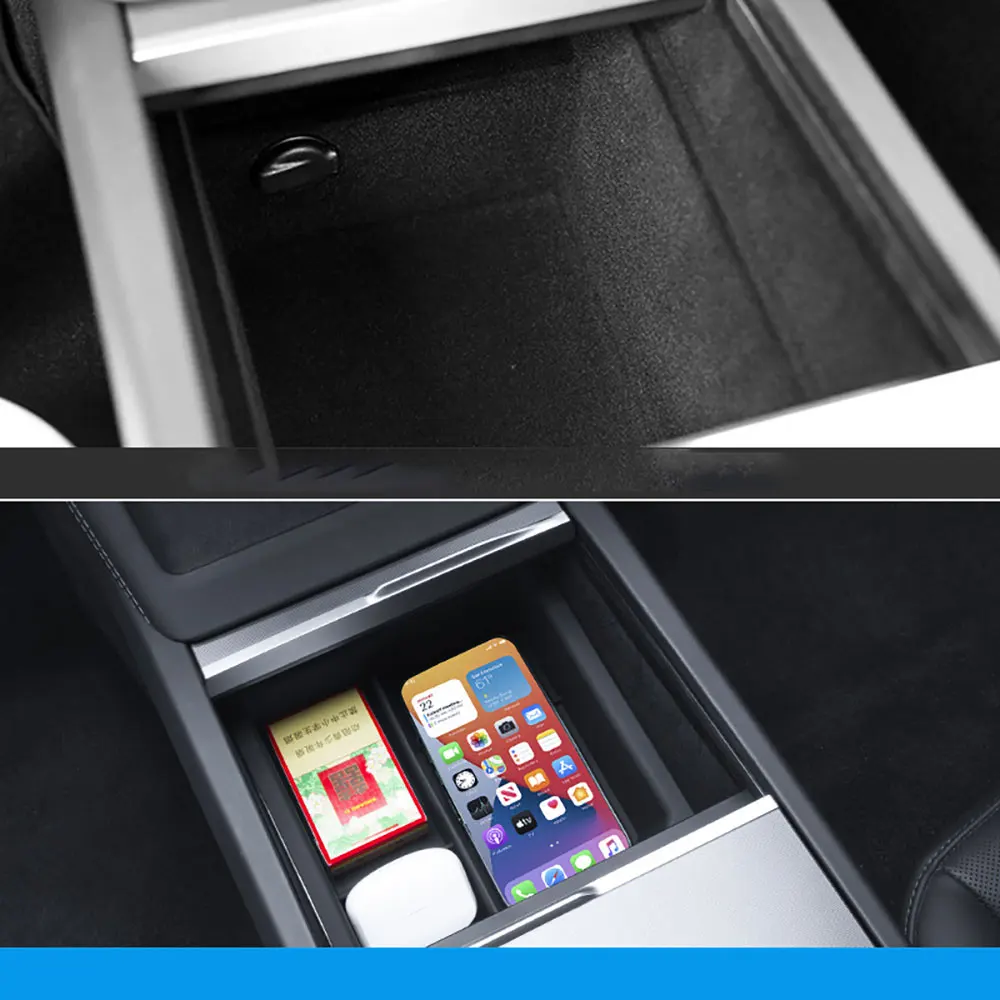

Silicone And ABS double-layer storage box Center Console Organizer For New Tesla Model Y Juniper (2025-2026)
