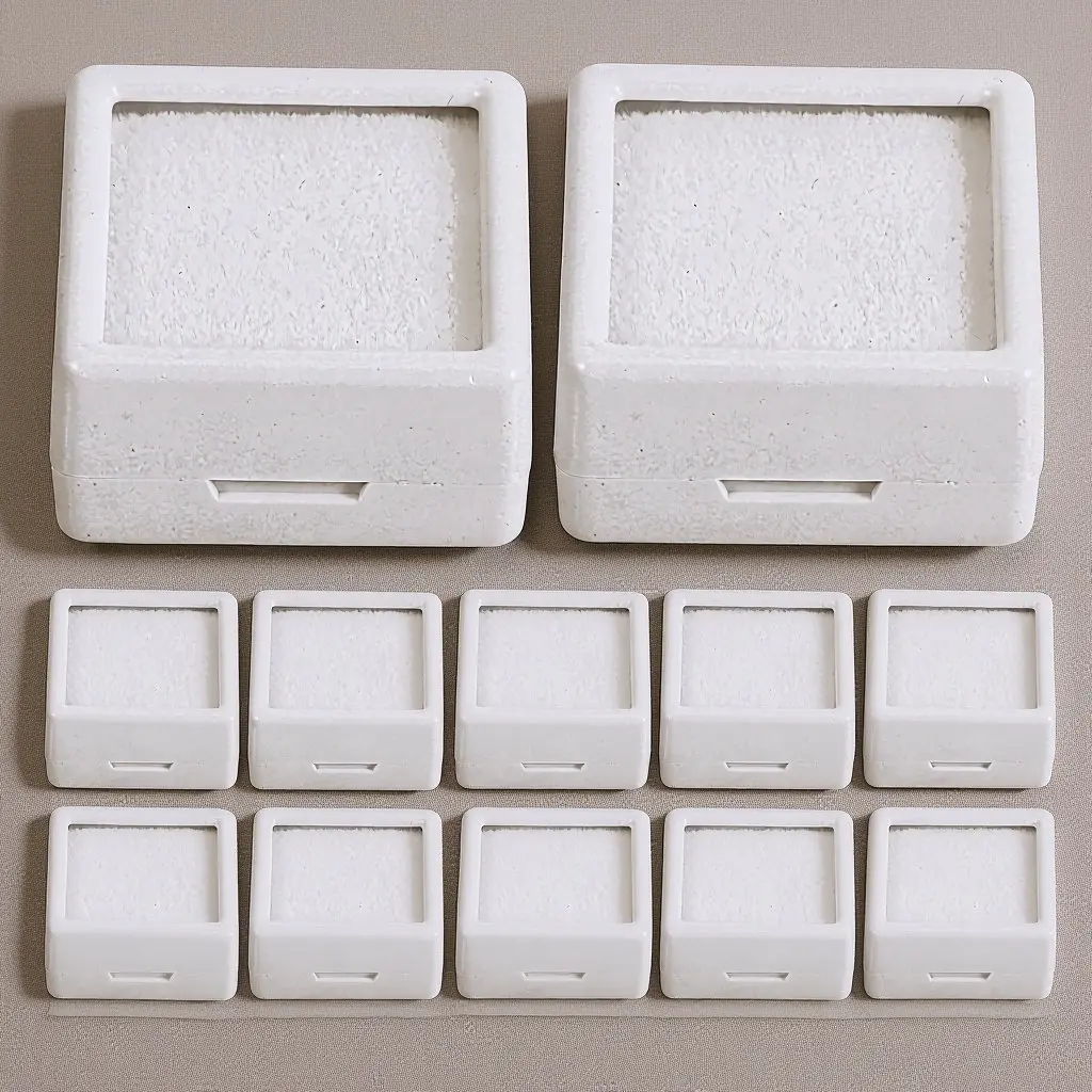 12Pcs ABS Acrylic Jewelry Box Set Gemstone Display Case with Clear Lid for Collectors Jewelers Small Portable Stone Organizer