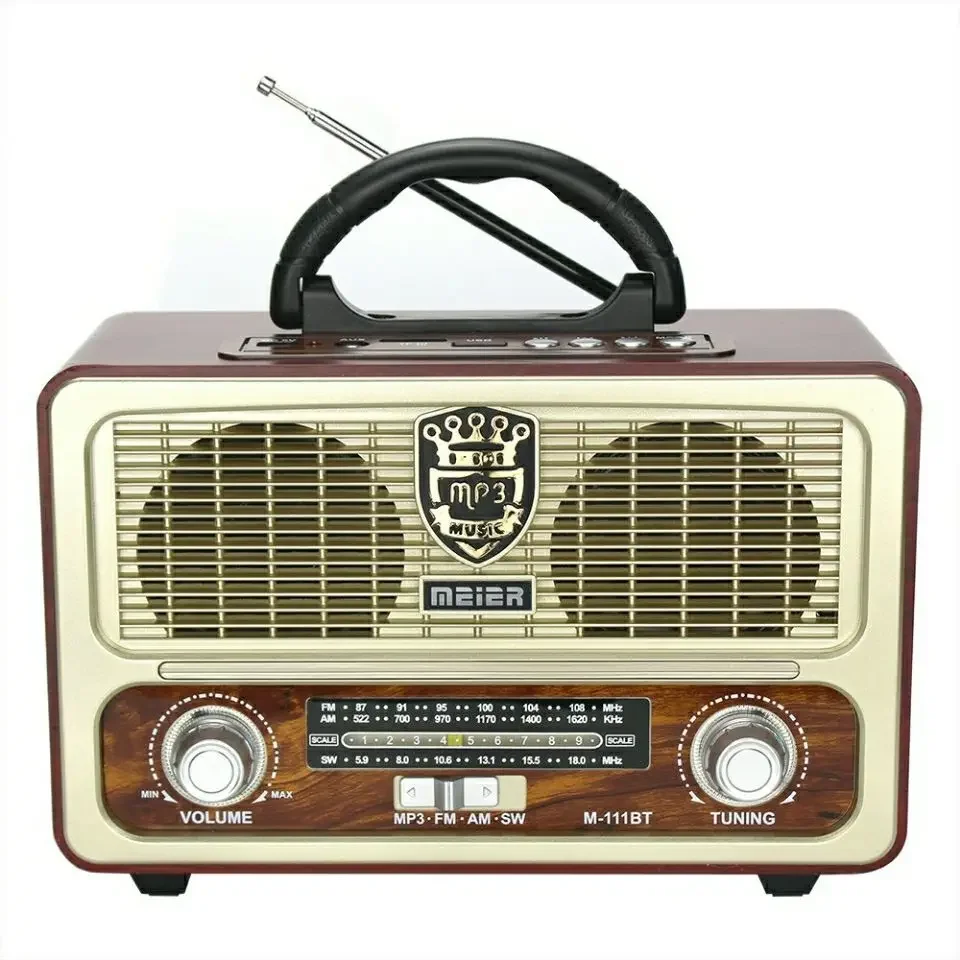 Retro Wireless Bluetooth Speaker Radio Outdoor FM Radio USB TF Card AUX MP3 MUSIPlayer