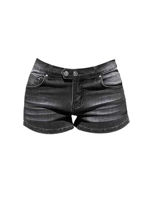 Szare szorty damskie jeansowe z niską talią Mini jeansowe szorty 2000s Vintage 90s Y2k Emo Cowboy Short Pants Harajuku Clothes Summer 2024
