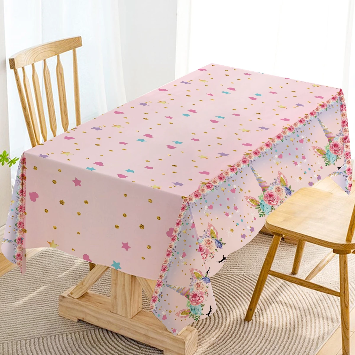 Unicorn Theme Tablecloth Girls Birthday Party Decoration Unicorn Birthday Table Decoration Baby Shower Grain Tablecloth Decor