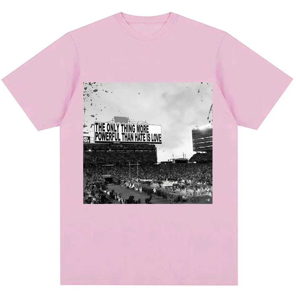 Rapper Bad Bunny T Shirts Only Thing More Powerful Than Hate Is Love Vintage T Shirt Women Fashion Hip Hop Loose  Tees
