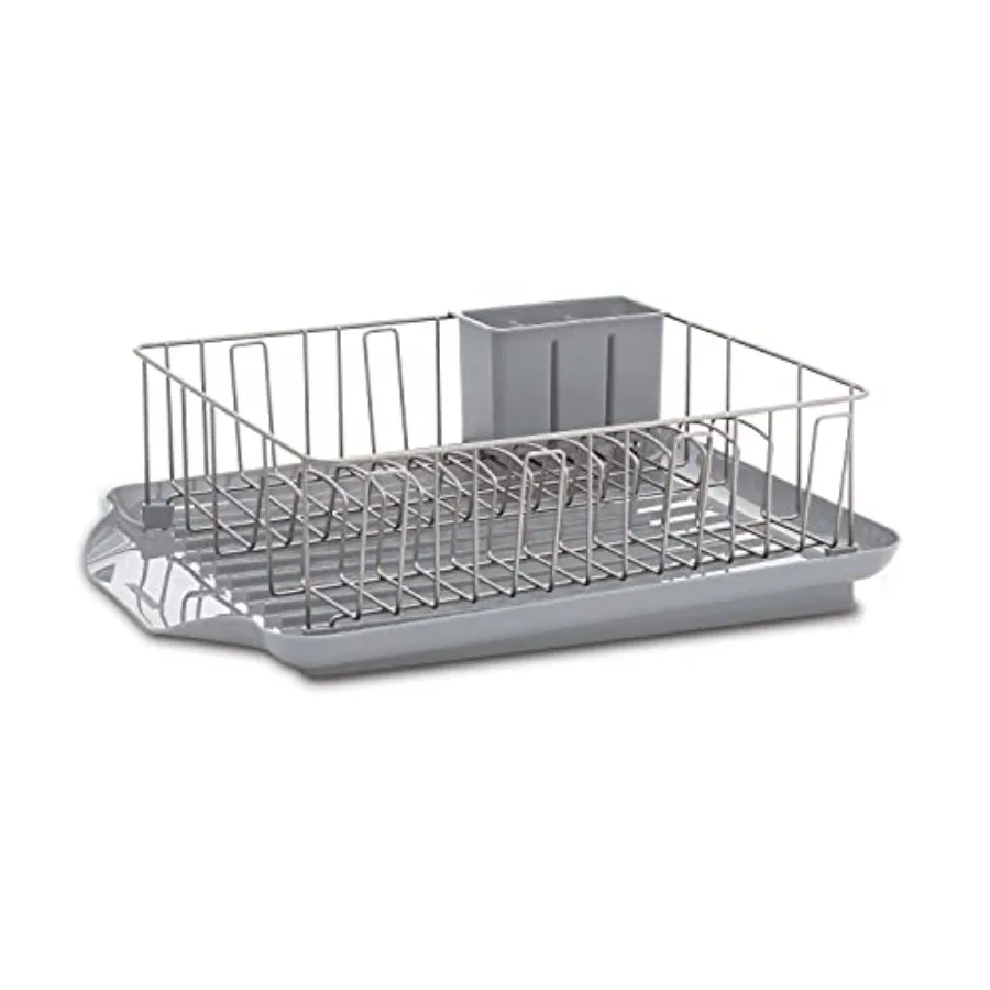 

3Piece Large Capacity Dish Drying Rack Set with Drainboard and Utensil Holder RustResistant Kitchen Counter Dish Drainer