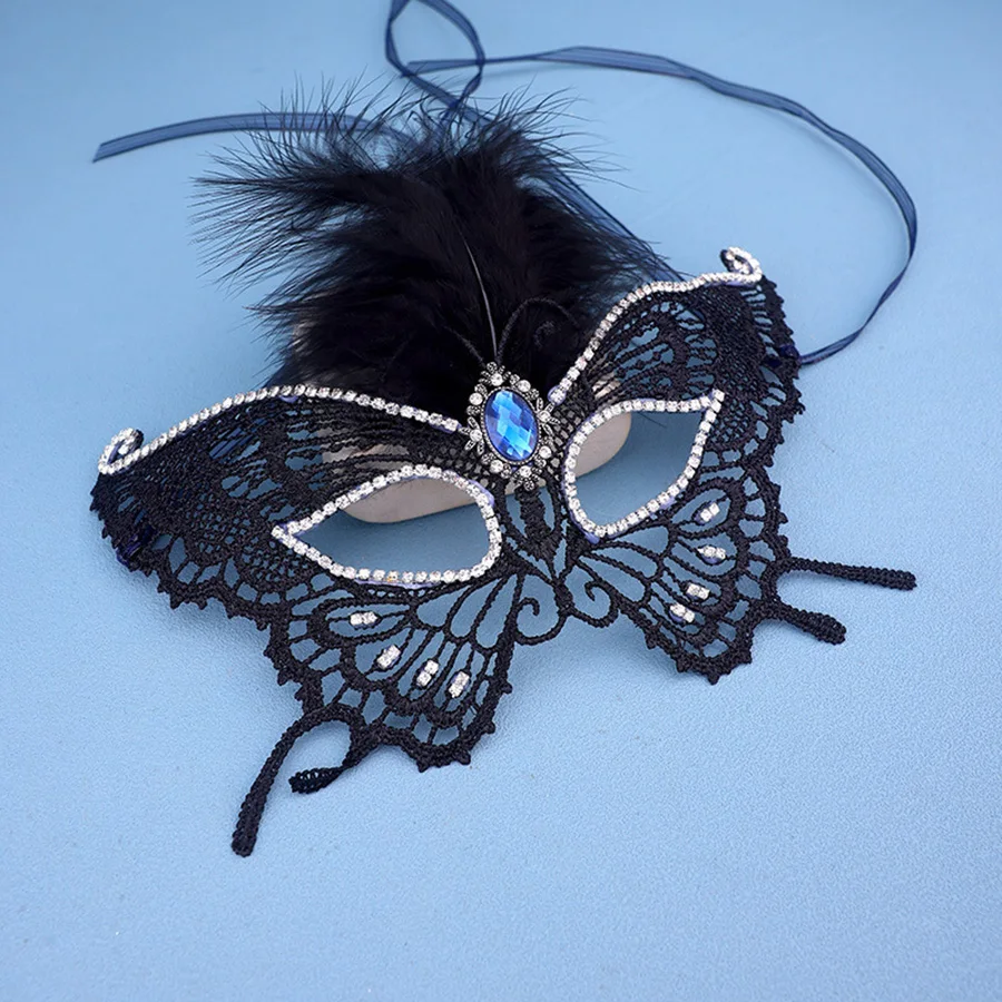 Black Masquerade Party Half Face Accessory Feather Butterfly Mask Party Annual Mystery Eye Mask