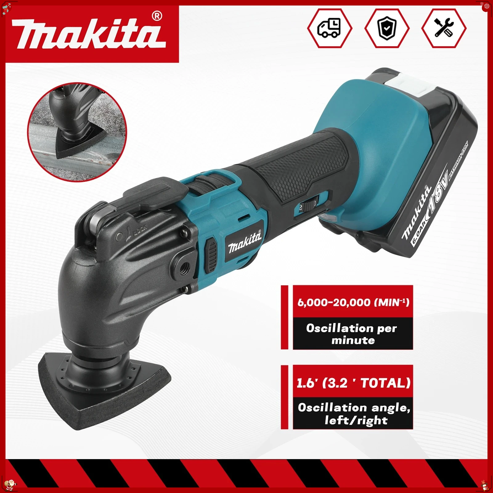 

Makita Brushless Quick Release Oscillating Tool Multi-Functional Electric Trimmer Quick-Change Compatible For 18V Battery Tool