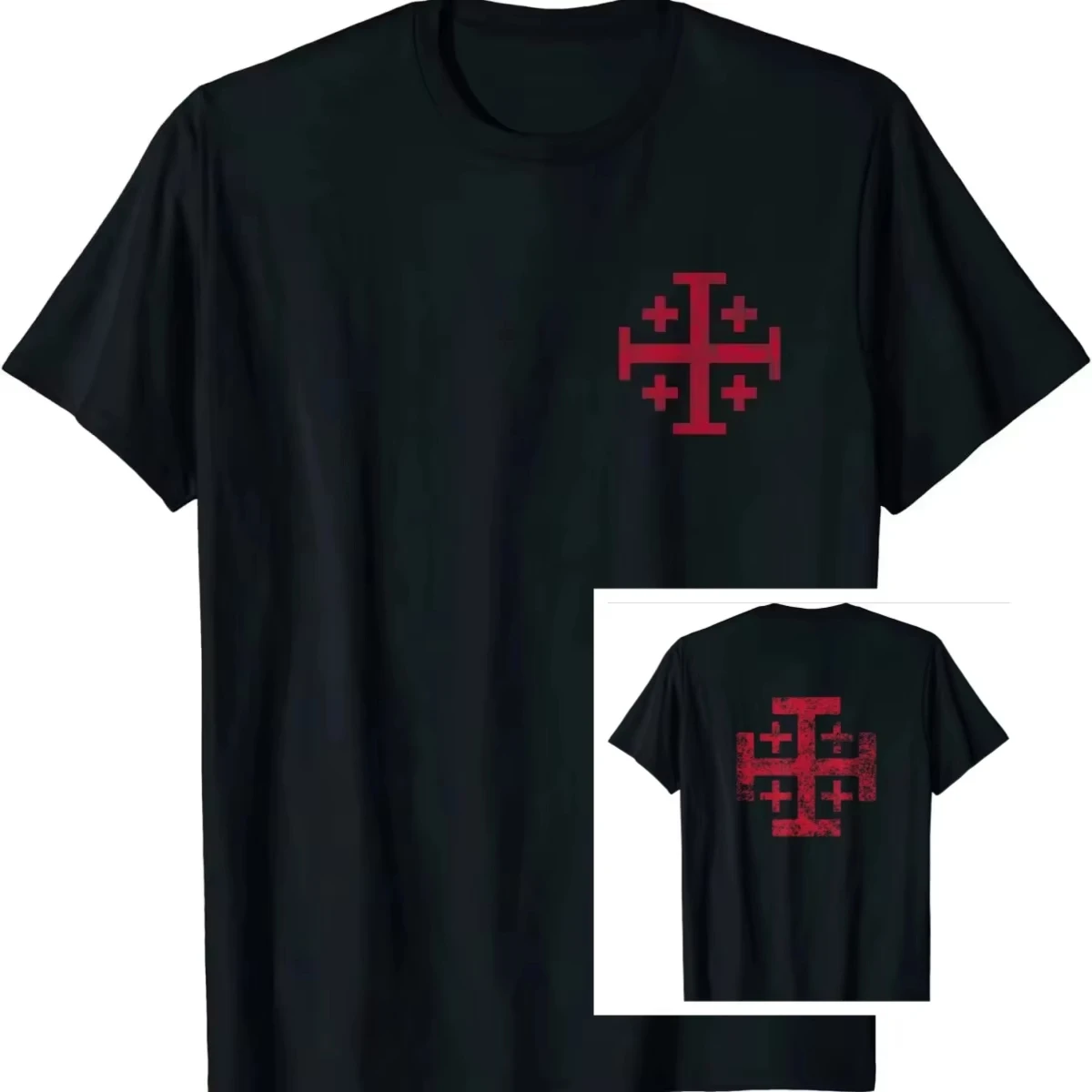 New Men's Jerusalem Cross Crusader Christian Graphic T-Shirt 2026 Summer Cotton Oversized Streetwear Tee
