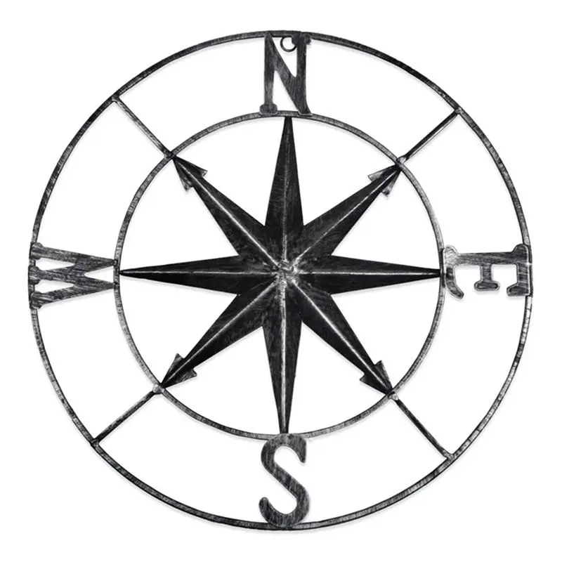 RMWIN-Metal Craft Compass Vane Wrought Iron Decoration Indoor Ornaments Durable Easy To Use