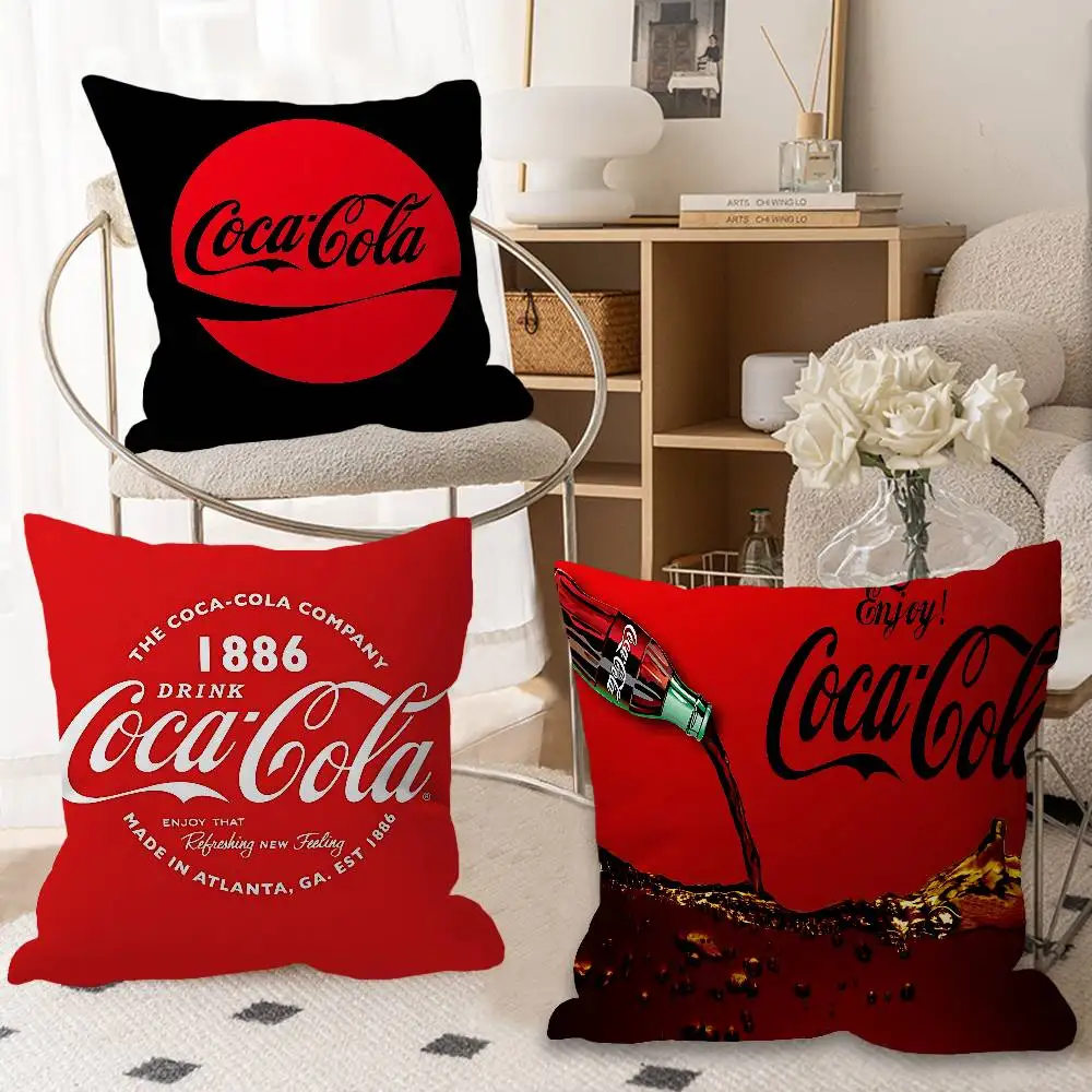 C-Coca C-cola Vintage Logo Pillow Gift Home Office Decoration Bedroom Sofa Car Cushion Cover case 45x45