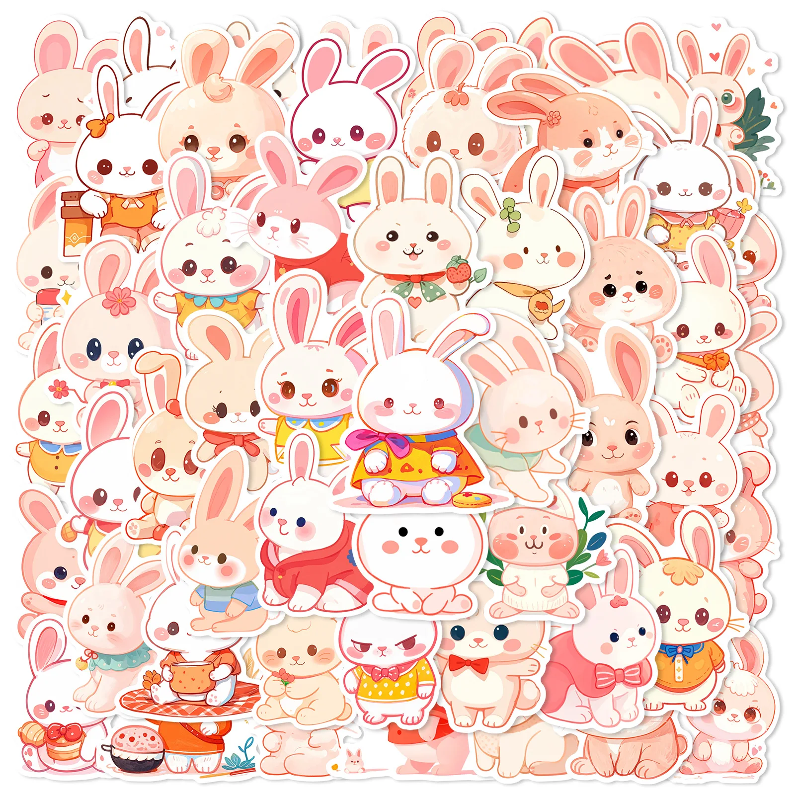 10/30/50PCS Kawaii Cartoon Bunny Sticker Cute Graffiti Decoration Laptop Scrapbook Phone Case Guitar Waterproof Decal Kids Toys