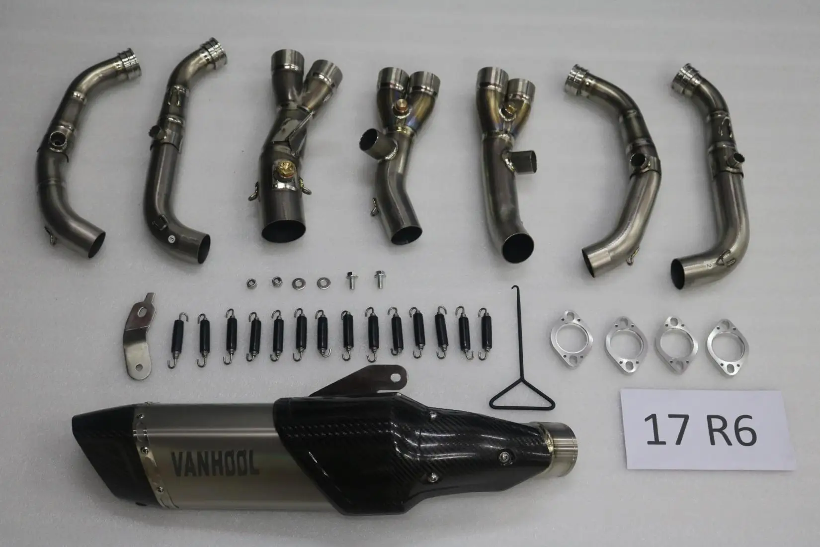 High Performance Titanium Exhaust Pipe Muffler Motorcycle Exhaust for 600cc Sport Bike, Aftermarket Racing Escape System Parts