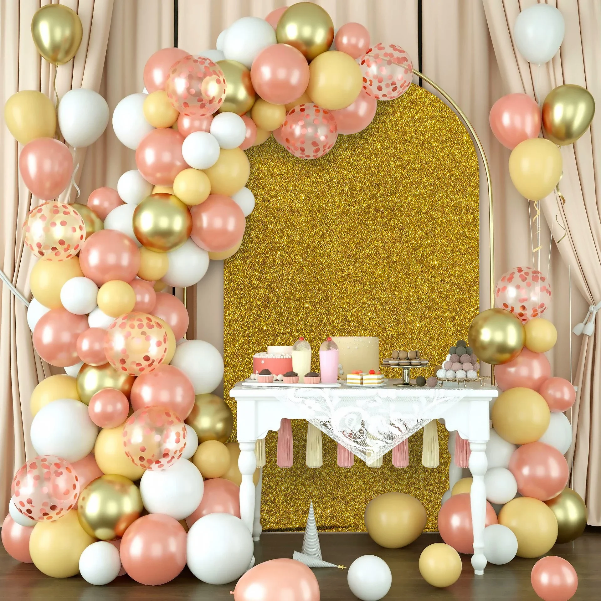 Mehofond พื้นหลังสีเงินมีกากเพชรแบบโค้งทรงกลมพอดี2ด้านสำหรับงานวันเกิดงานแต่งงานงานเลี้ยงเจ้าสาวตกแต่งภาพฉากหลังปาร์ตี้