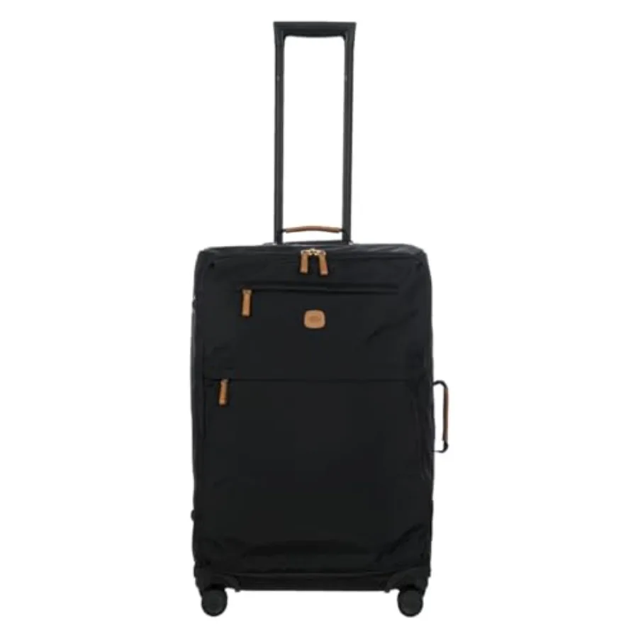 

Large 27-inch spinner luggage for travel, durable water-resistant polyester, black, features 360 wheels, ergonomic handle, and
