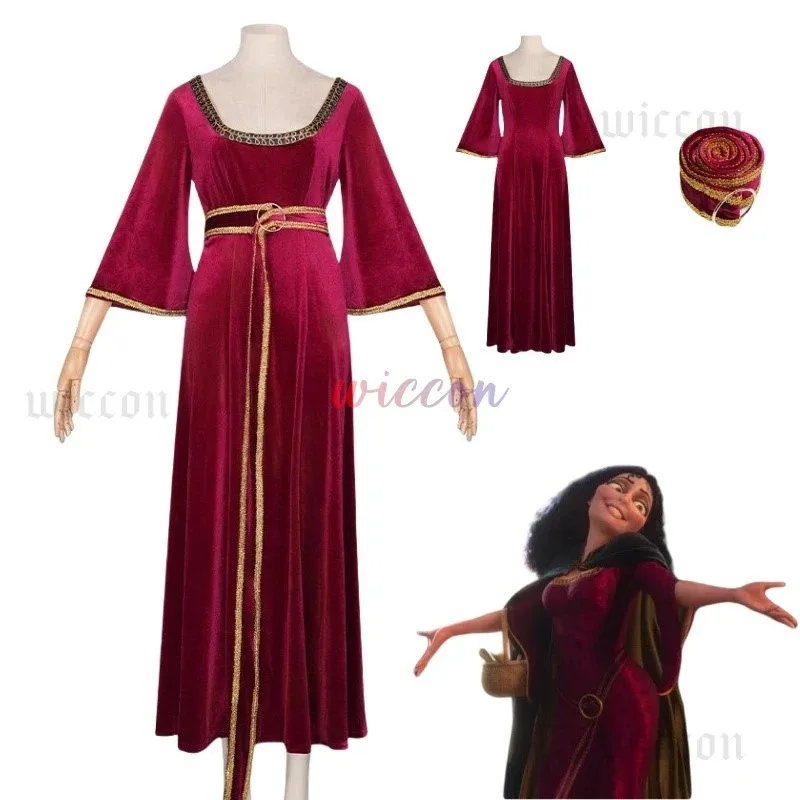 Disfraz de Gothel, vestido rojo de Anime, mono para madre Cos, cinturón para mujer adulta, conjunto completo de trajes, traje de fiesta de Carnaval y Halloween; 6, a'