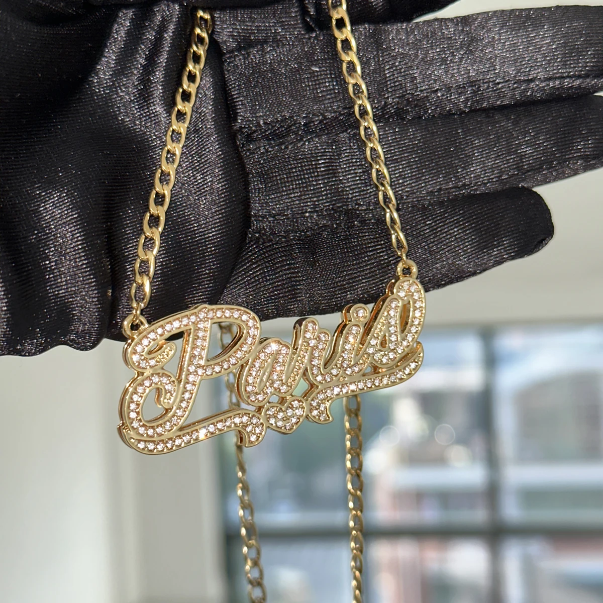 Personalized 3D Nameplate Necklace With Drill Custom 18K Gold Double layer Zricon Necklace For Women Hip Hop Ice Necklace