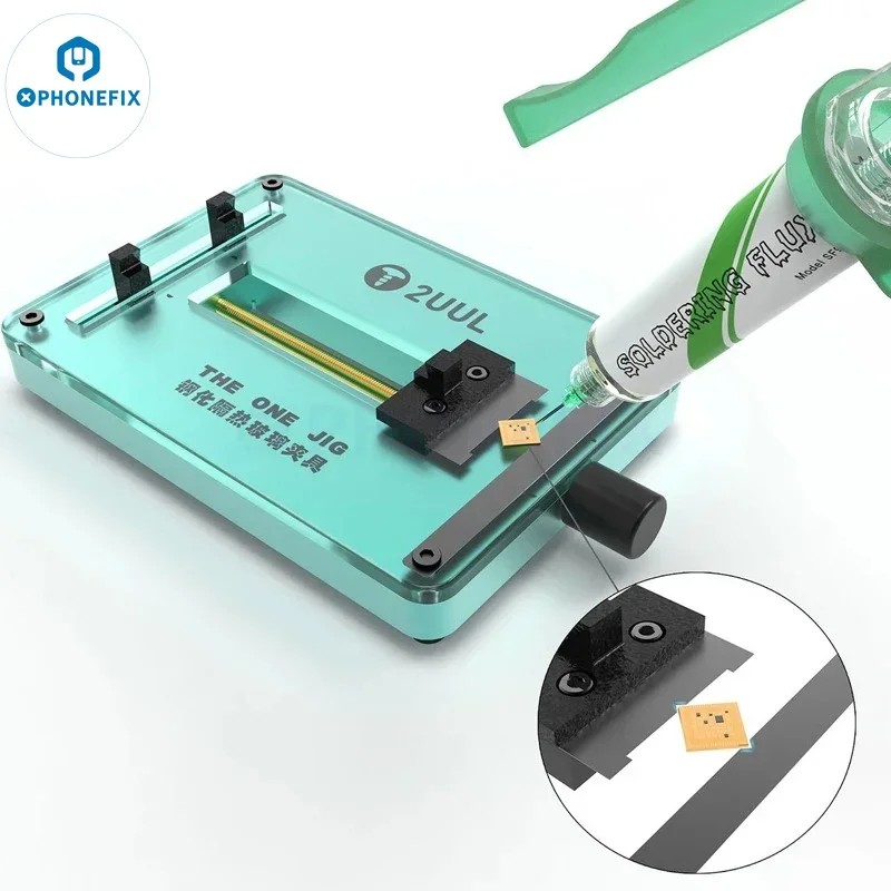 Dispositivo per scheda madre 2UUL THE ONE Jig con supporto PCB per superficie in vetro temperato resistente al calore per riparazione saldatura IC