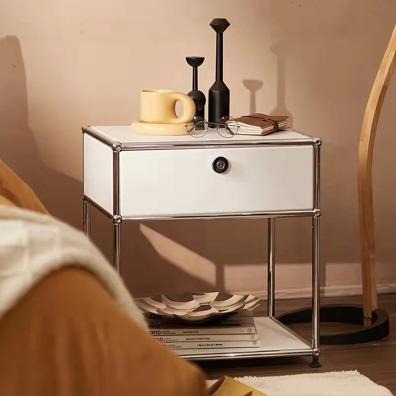 Medieval Modular Bedside Table Simple ins Locker Home Bedroom Bedside Stainless Steel Locker