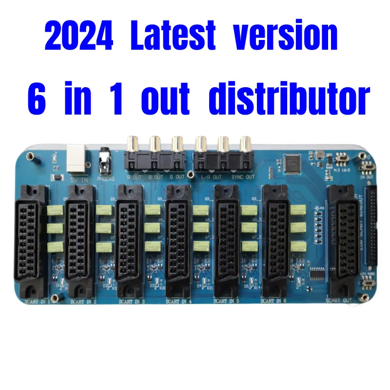 

2024 NEW 6 Input 1 Output Automatic switcher 6 way in SCART ( EUR ) and 1 way out ( 1*SCART European output + 1 RGBS RCA output)