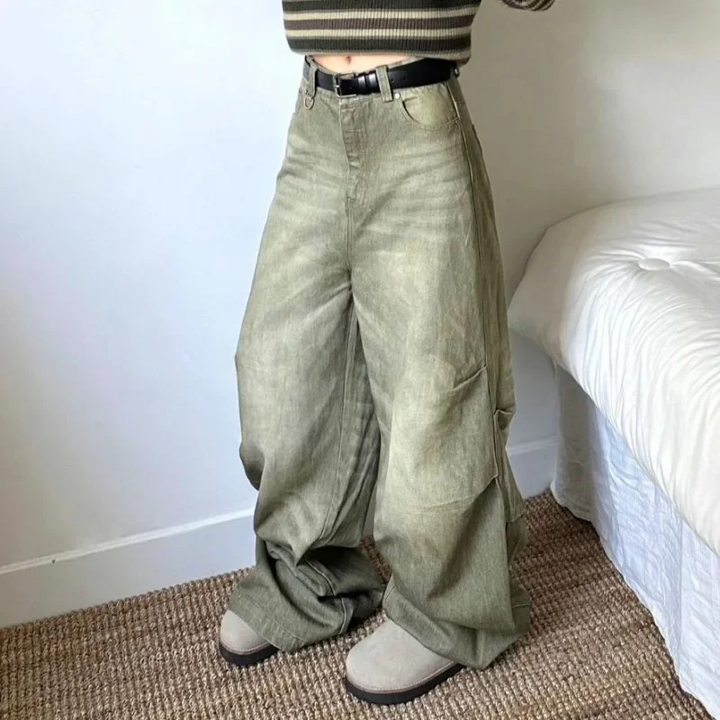 

QWEEK Y2k Vintage Oversized Jeans Woman Streewear Baggy Harajuku Denim Pants Spring Korean Fashion Causal Trousers Aesthetic