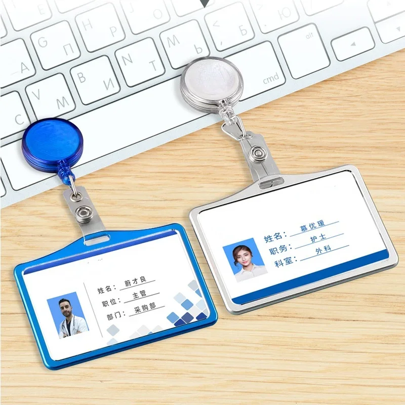 Retractable Key Ring Chain Badge Holder With Abs Plastic Id Lanyard Name Tag Card Badge Holder Reels Students Doctor Card Holder