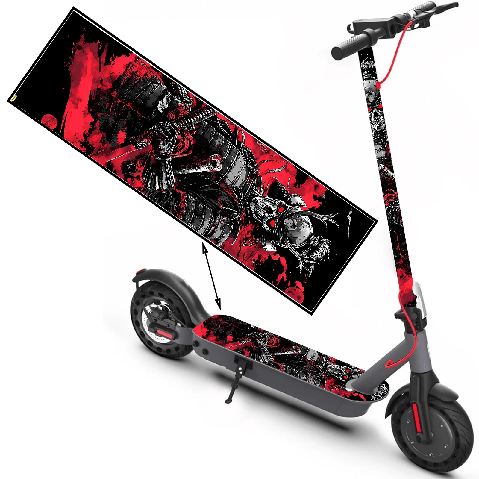 1PC 2D PLANE Cool Oriental Samurai pattern scooter sticker, scooter sticker, skateboard sticker, scooter floor mat sticker