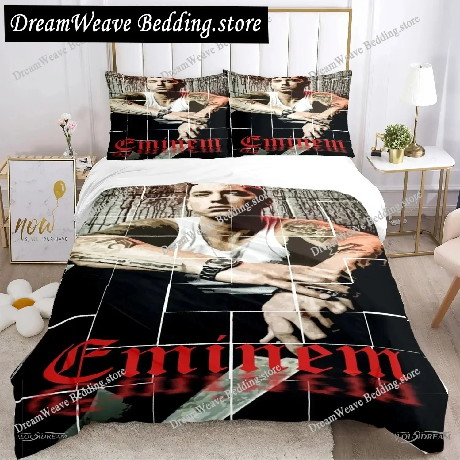 Hiphop Rapper Eminem Sheets Quilt Covers Bedding Dormitory Sheets Bedding Set Soft Warm Bedding Set Luxury Gift
