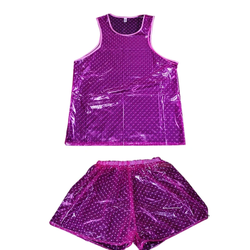 

Сексуальный гладкий топ из ПВХ в горошек без рукавов, водонепроницаемый, ветрозащитный, грязеотталкивающий, бесшумный, блестящий виниловый топ для сна