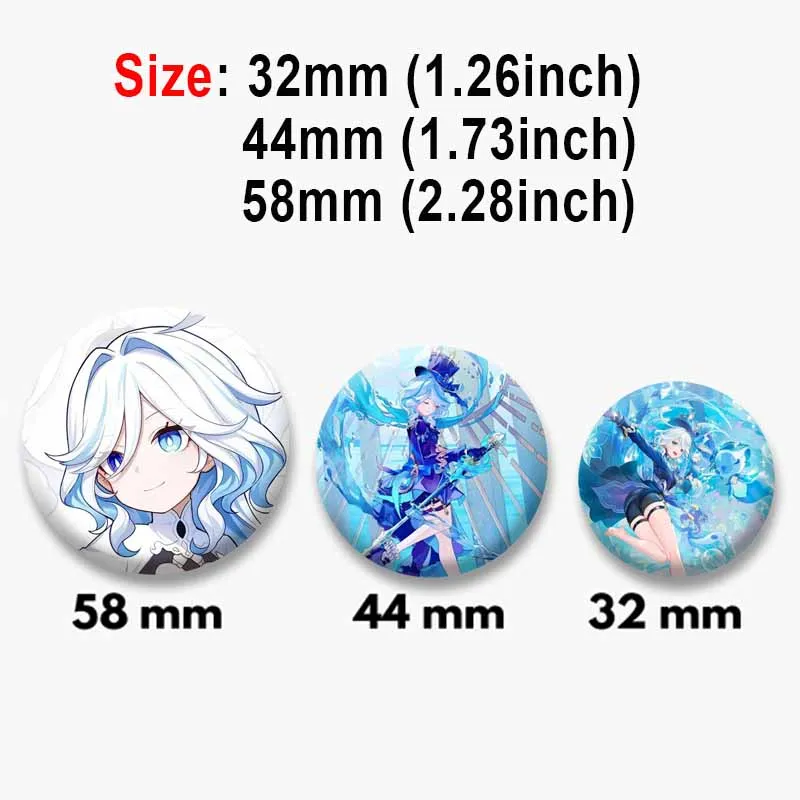 Genshin Impact Focalors Furina Soft Button Brooch Round Game Lapel Pin Cartoon Cosplay Badge Bag Hat Clothes Jewelry Accessories