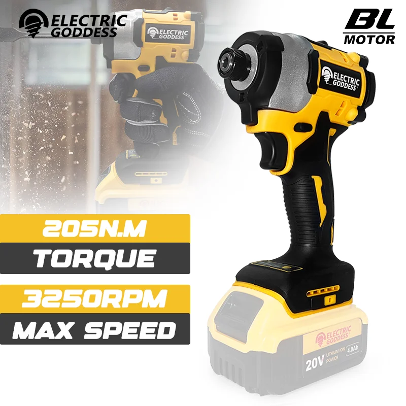 

Электрический электрический гаечный ключ Goddess, беспроводной бесщеточный ударный электрический ударный инструмент с высоким крутящим моментом для батареи Dewalt 20 В ﻿ Булавка