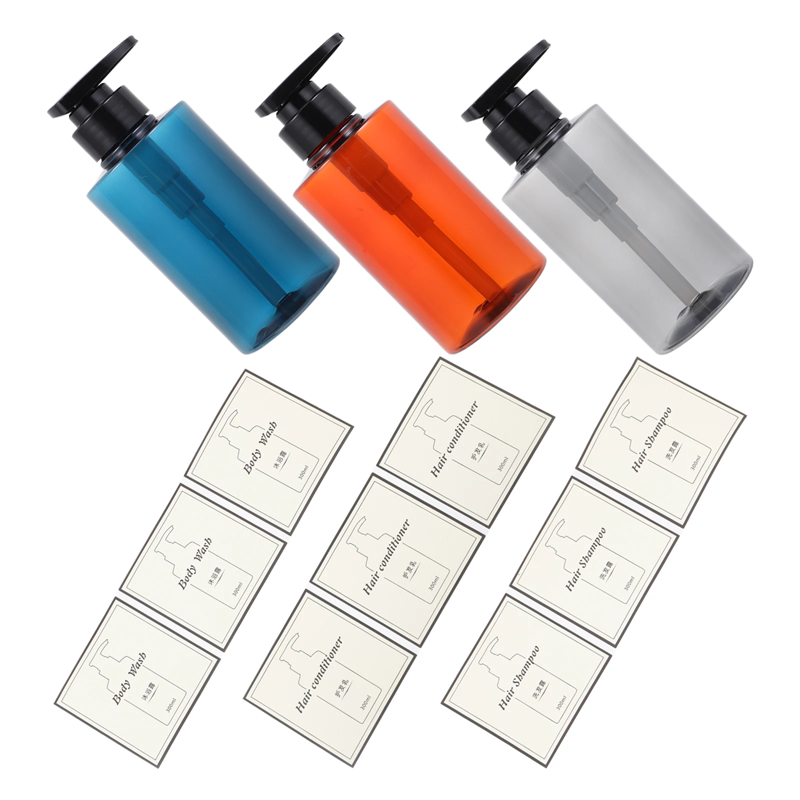 

3 Sets PET Plastic Press Type Shampoo Bottles Lightweight Portable Storage Containers Travel Bath Accessories Refillable Empty